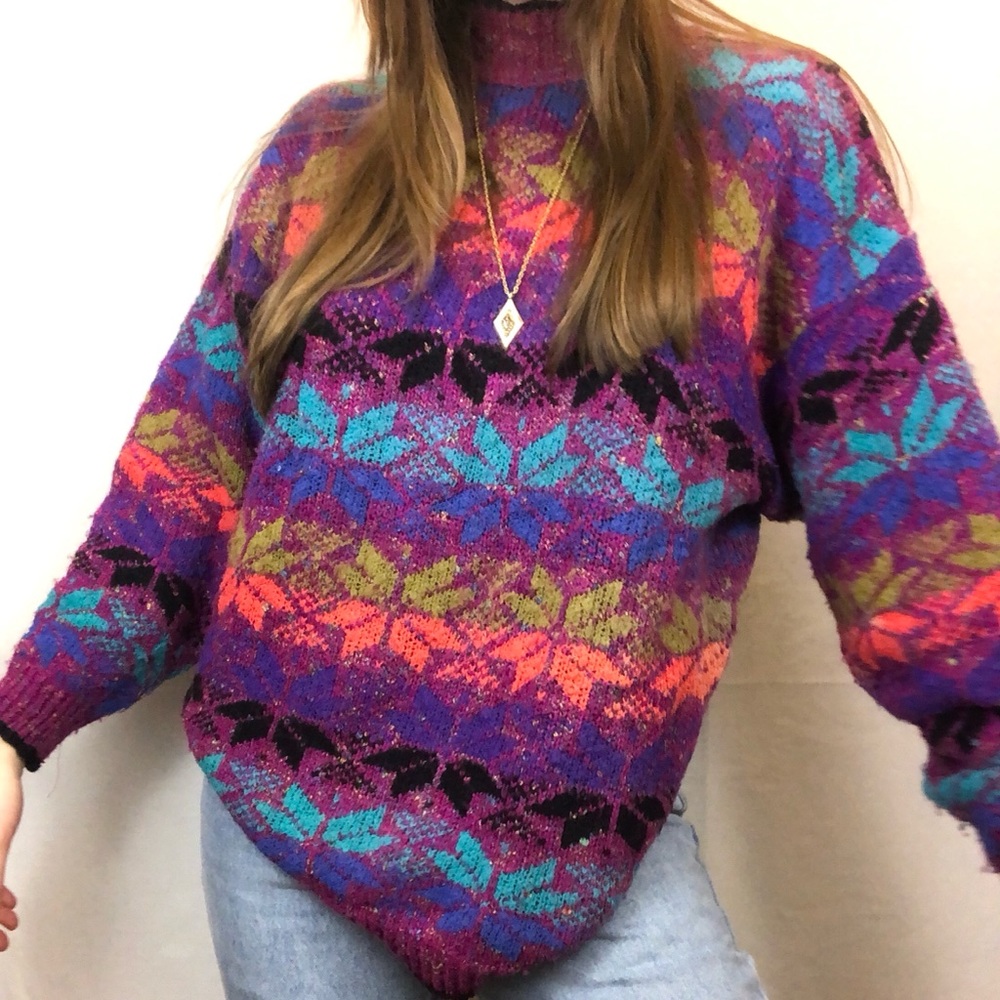 Pasta Vintage 80s Mulitcolor Mock Neck Sweater